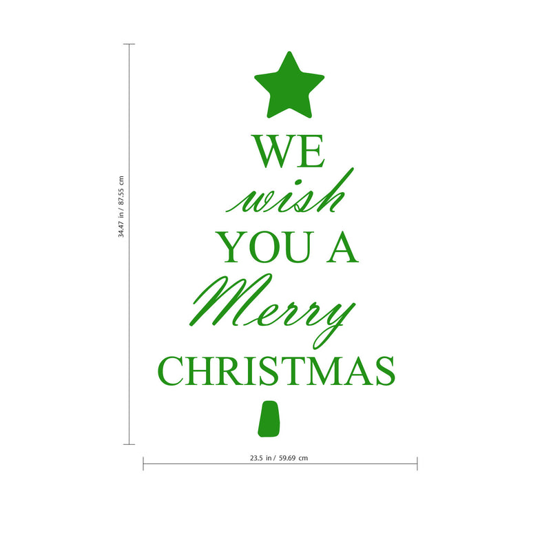 We Wish You A Merry Christmas Vinyl Wall Art Decal - 34.5" x 23.5" Decoration Vinyl Sticker - Green Green 34.5" x 23.5"