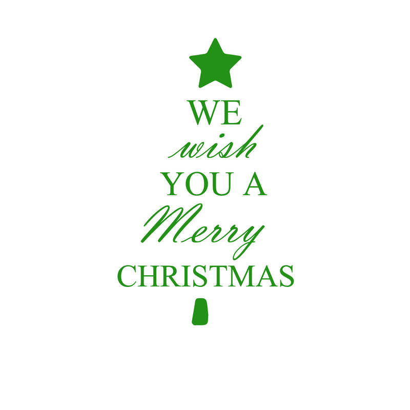 We Wish You A Merry Christmas Vinyl Wall Art Decal - 34.5" x 23.5" Decoration Vinyl Sticker - Green Green 34.5" x 23.5" 2