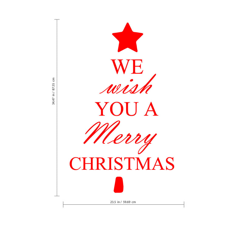 We Wish You A Merry Christmas Vinyl Wall Art Decal - 34.5" x 23.5" Decoration Vinyl Sticker - Red Red 34.5" x 23.5" 2