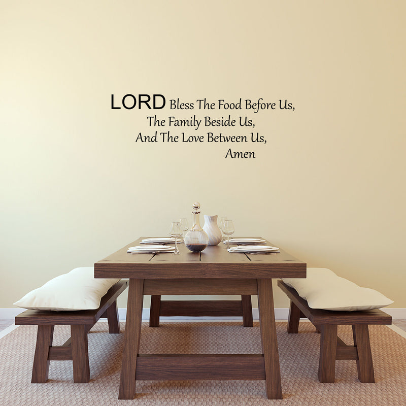 Imprinted Designs Lord Bless This Food Vinyl Wall Decal Sticker Art (10" H X 30" W) Black 10" x 30" 2