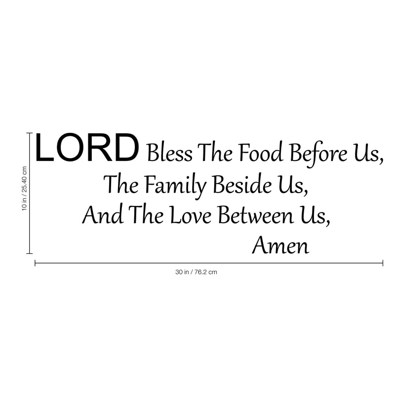 Imprinted Designs Lord Bless This Food Vinyl Wall Decal Sticker Art (10" H X 30" W) Black 10" x 30" 4