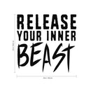 Release Your Inner Beast - Inspirational Gym Quotes Wall Art Vinyl Decal - Workout Wall Decals - Gym Wall Decal Stickers - Fitness Vinyl Sticker - Motivational Gym Vinyl Decals