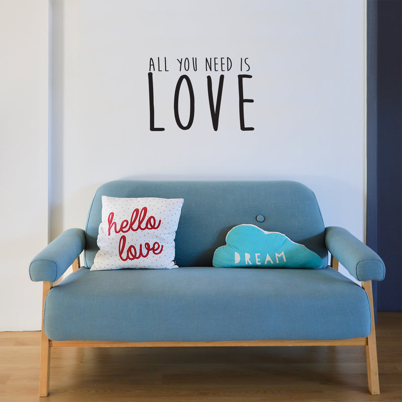 Husband and Wife Bedroom Vinyl Wall Art Decal - All You Need is Love - 16" x 23" - Home Decor Love Quote Sayings Words Removable Wall Decal Stickers Bedroom Decoration Couple Sign (16" x 23"; Black) Black 16" x 23" 3