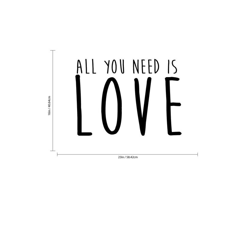Husband and Wife Bedroom Vinyl Wall Art Decal - All You Need is Love - 16" x 23" - Home Decor Love Quote Sayings Words Removable Wall Decal Stickers Bedroom Decoration Couple Sign (16" x 23"; Black) Black 16" x 23" 4