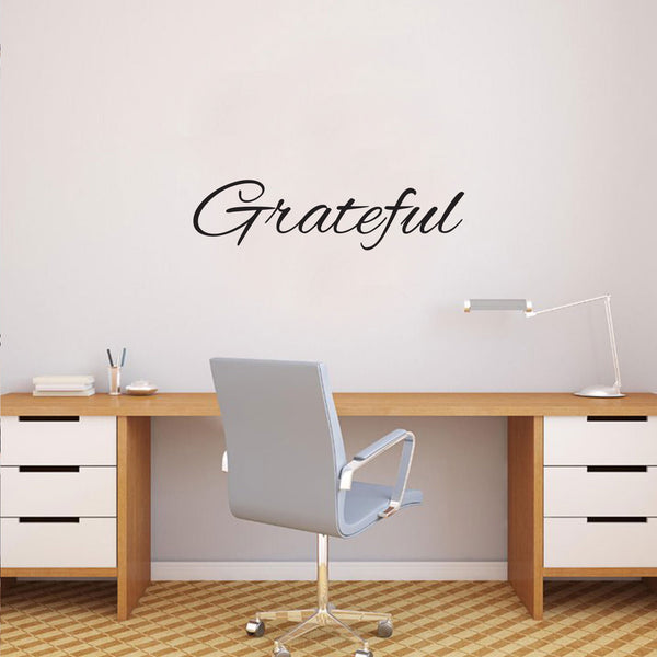 GRATEFUL Lettering - Inspirational Quotes Wall Art Decal - ffice Wall Decals - Gym Wall Decal Stickers - Home Decor Vinyl Decals - Motivational Wall Art Decals - Positive Vinyl Sticker Words
