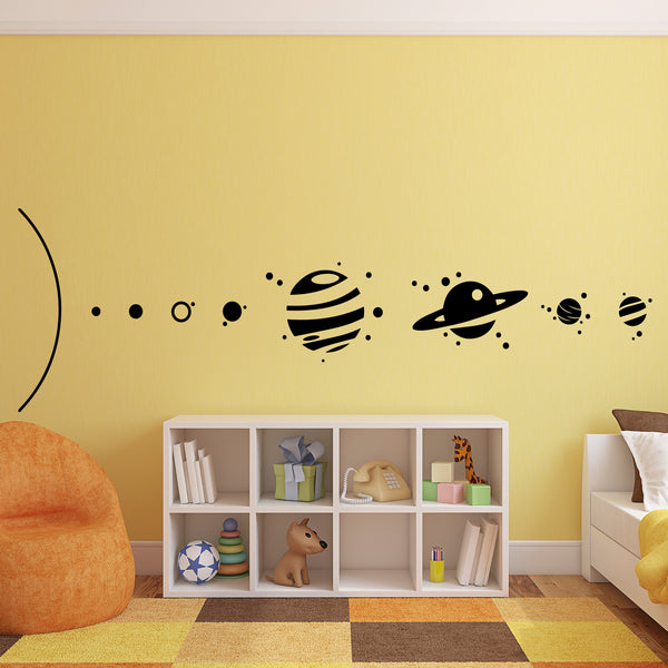 Solar System Outer Space Planets Vinyl Wall Art Stickers - Boys Room Planet Vinyl Wall Decals - Kids Universe Peel Off Stickers Decor - Children's Room Planets Sticker Decal