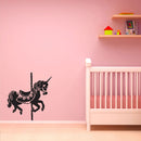Unicorn Carousel - Vinyl Wall Art Stickers - 25" x 23" - Unisex Childrens Bedroom Decals - Baby Nursery Room Unicorn Wall Decor Art Black 25" x 23"