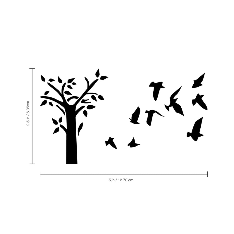 Vinyl Wall Art Decal - Tree And Birds - 2.- Cute Animal Decor For Light Switch Window Mirror Luggage Car Bumper Laptop Computer Peel And Stick Skin Sticker Designs   3