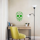 Vinyl Wall Art Decal - Day of The Dead Skull - 21" x 15" - Sugar Skull Mexican Holiday Seasonal Sticker - Kids Teens Adults Indoor Outdoor Wall Door Window Living Room Office Decor (21" x 15"; Green) Green 21" x 15" 4