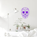 Vinyl Wall Art Decal - Day Of The Dead Skull - 21" x 15" - Sugar Skull Mexican Holiday Seasonal Sticker - Kids Teens Adults Indoor Outdoor Wall Door Window Living Room Office Decor (21" x 15"; Purple) Purple 21" x 15"