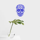 Vinyl Wall Art Decal - Day of The Dead Skull with Cross - 14" x 10" - Sugar Skull Mexican Holiday Seasonal Sticker - Teens Adults Indoor Outdoor Wall Door Living Room Office Decor (14" x 10"; Blue) Blue 14" x 10" 4