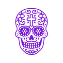 Vinyl Wall Art Decal - Day of The Dead Skull with Cross - 14" x 10" - Sugar Skull Mexican Holiday Seasonal Sticker - Teens Adults Indoor Outdoor Wall Door Living Room Office Decor (14" x 10"; Purple) Purple 14" x 10" 2