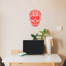Vinyl Wall Art Decal - Day of The Dead Skull with Cross - 14" x 10" - Sugar Skull Mexican Holiday Seasonal Sticker - Teens Adults Indoor Outdoor Wall Door Living Room Office Decor (14" x 10"; Red) Red 14" x 10" 4