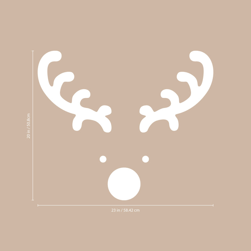 Vinyl Wall Art Decal - Reindeer Face - 20" x 23" - Christmas Seasonal Holiday Decoration Sticker - Indoor Outdoor Window Home Living Room Bedroom Apartment Office Door Decor (20" x 23"; White) White 20" x 23"