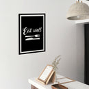 Vinyl Art Wall Decal - Eat Well - Modern Cursive Fork Knife Food Dining Room Kitchen Quotes - Positive Home Workplace Cafe Restaurant Eatery Decals   3