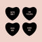Set of 4 Valentines Day Vinyl Wall Art Decal - Assorted Heart Candies - Each - Valentine’s Home Living Room Bedroom Fun Indoor Outdoor Apartment Coffee Shop Decor (Each; Black)   4