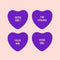 Set of 4 Valentines Day Vinyl Wall Art Decal - Assorted Heart Candies - 10" x 11" Each - Valentine’s Home Living Room Bedroom Fun Indoor Outdoor Apartment Coffee Shop Decor (10" x 11" Each; Purple) Purple 10" x 11" each