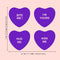 Set of 4 Valentines Day Vinyl Wall Art Decal - Assorted Heart Candies - 10" x 11" Each - Valentine’s Home Living Room Bedroom Fun Indoor Outdoor Apartment Coffee Shop Decor (10" x 11" Each; Purple) Purple 10" x 11" each 2