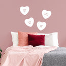 Set of 4 Valentines Day Vinyl Wall Art Decal - Assorted Heart Candies - 10" x 11" Each - Valentine’s Home Living Room Bedroom Fun Indoor Outdoor Apartment Coffee Shop Decor (10" x 11" Each; White) White 10" x 11" each 3