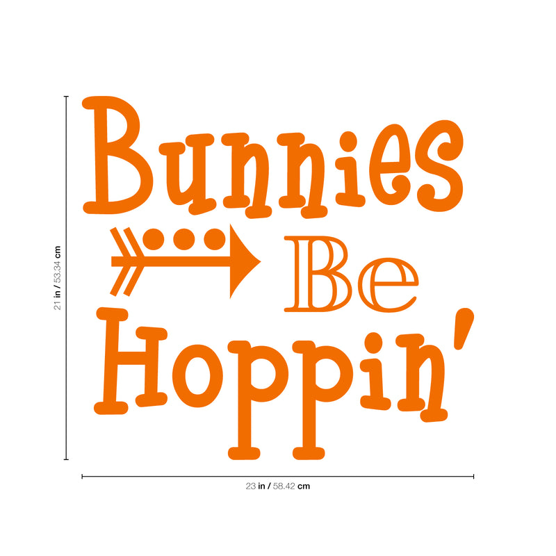 Easter Day Vinyl Wall Art Decal - Bunnies Be Hoppin - Resurrection Sunday Pascha Holiday Modern Cute Home Living Room Bedroom Apartment Office Work Decor (21" x 23"; Orange)