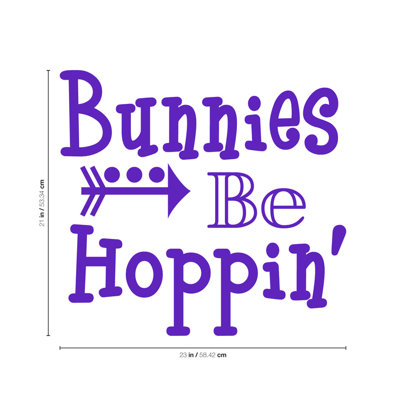 Easter Day Vinyl Wall Art Decal - Bunnies Be Hoppin - 21" x 23" - Resurrection Sunday Pascha Holiday Modern Cute Home Living Room Bedroom Apartment Office Work Decor (21" x 23"; Purple) Purple 21" x 23" 2