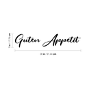 Vinyl Wall Art Decal - Guten Appetit - 7" x 36" - Modern Trendy Food Quote For Home Apartment Kitchen Living Room Dining Room Restaurant Bar Wedding Table Decoration Sticker Black 7" x 36"