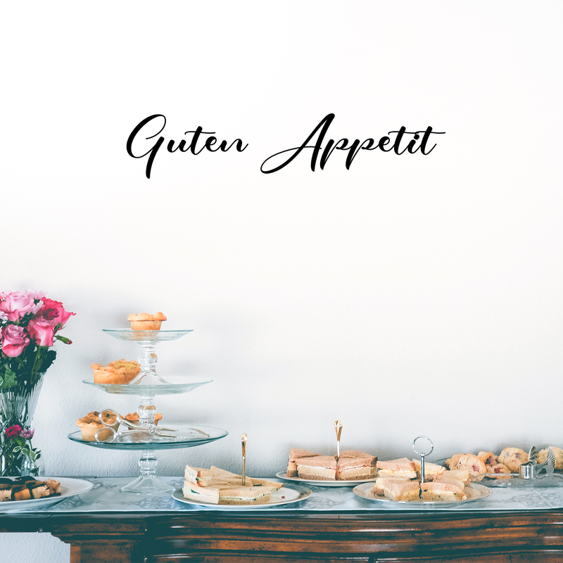 Vinyl Wall Art Decal - Guten Appetit - 7" x 36" - Modern Trendy Food Quote For Home Apartment Kitchen Living Room Dining Room Restaurant Bar Wedding Table Decoration Sticker Black 7" x 36" 2