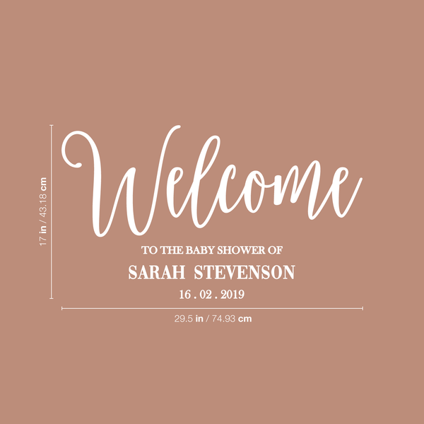 Vinyl Art Decal - Custom Welcome To The Baby Shower Of - - Name And Date Modern Horizontal Layout Personalized Special Event Greeting Family Pregnancy Friends Newborn Gifts