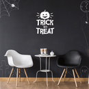Vinyl Wall Art Decal - Trick Or Treat Pumpkin - 23" x 17" - Trendy Spooky Halloween Quote For Home Entryway Front Door Store Coffee Shop Restaurant Seasonal Decoration Sticker White 23" x 17" 2