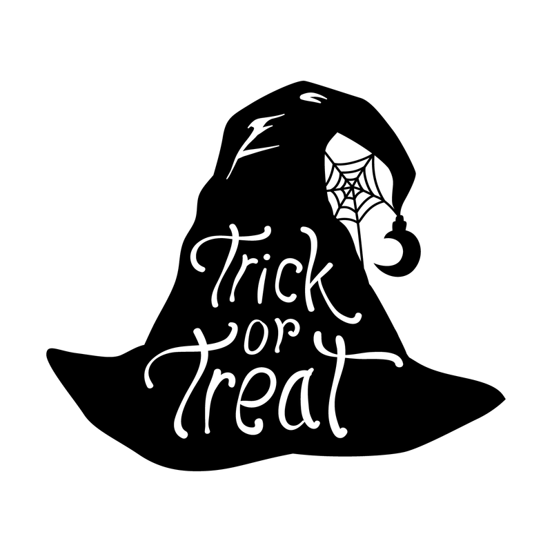 Vinyl Wall Art Decal - Trick Or Treat Magic Hat - 17" x 20" - Trendy Spooky Halloween Quote For Home Entryway Front Door Store Coffee Shop Restaurant Seasonal Decoration Sticker Black 17" x 20" 4