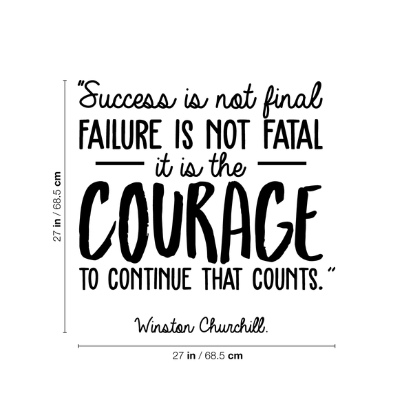 Vinyl Wall Art Decal - Success Is Not Final Failure Is Not Fatal - Winston Churchill Motivational Quote For Home Workout Bedroom Office Work Decoration Sticker