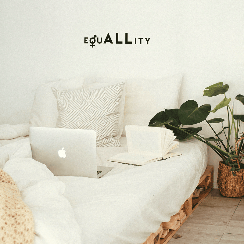 Vinyl Wall Art Decal - EquALLity - 6" x 25" - Modern Inspirational Gender Equality Quote For Home Office Workplace Business Store Human Rights Decoration Sticker Black 6" x 25" 3