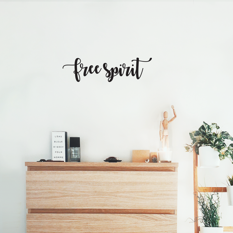 Vinyl Wall Art Decal - Free Spirit - 6.5" x 24" - Modern Inspirational Quote For Home Bedroom Closet Living Room Apartment Office Coffee Shop Decoration Sticker Black 6.5" x 24"