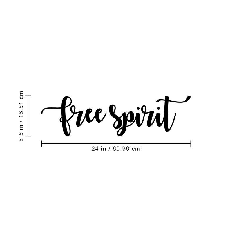 Vinyl Wall Art Decal - Free Spirit - 6.5" x 24" - Modern Inspirational Quote For Home Bedroom Closet Living Room Apartment Office Coffee Shop Decoration Sticker Black 6.5" x 24" 3