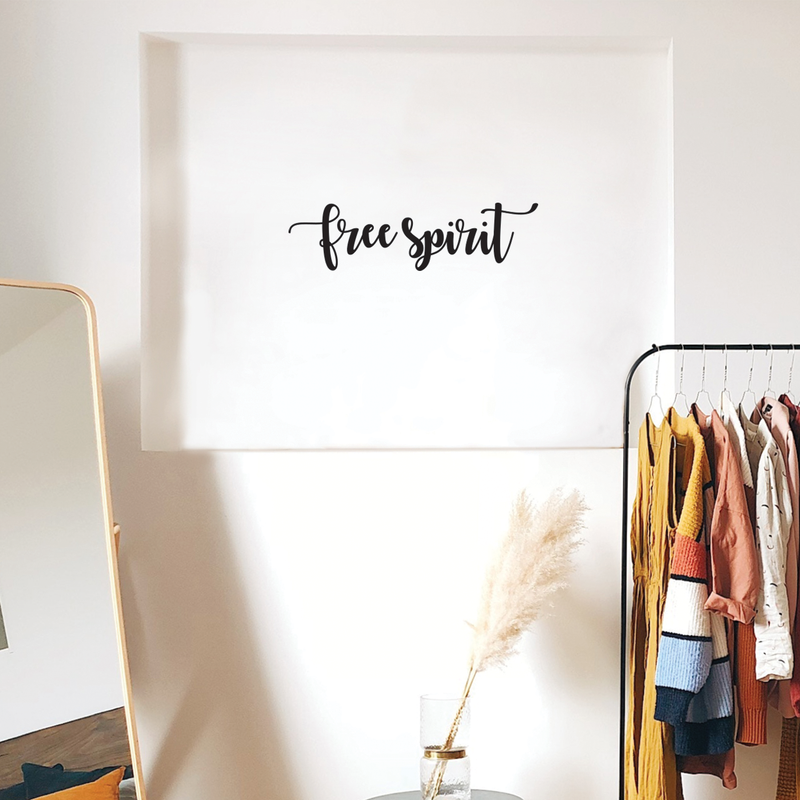 Vinyl Wall Art Decal - Free Spirit - 6.5" x 24" - Modern Inspirational Quote For Home Bedroom Closet Living Room Apartment Office Coffee Shop Decoration Sticker Black 6.5" x 24" 4