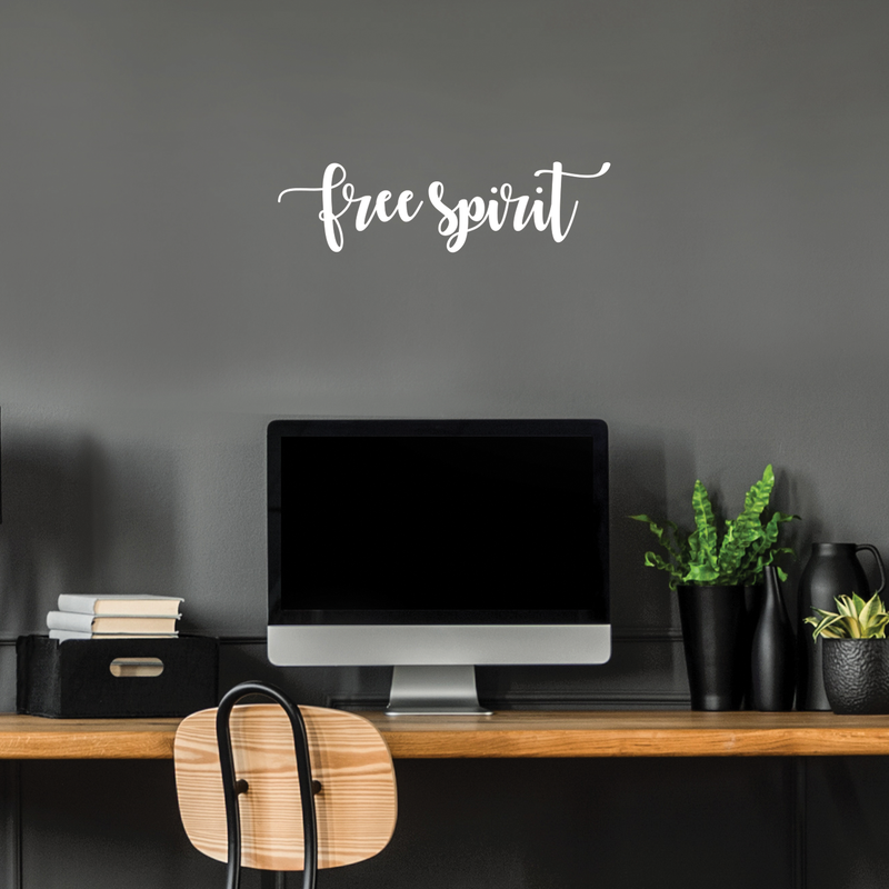 Vinyl Wall Art Decal - Free Spirit - 6.5" x 24" - Modern Inspirational Quote For Home Bedroom Closet Living Room Apartment Office Coffee Shop Decoration Sticker White 6.5" x 24" 4
