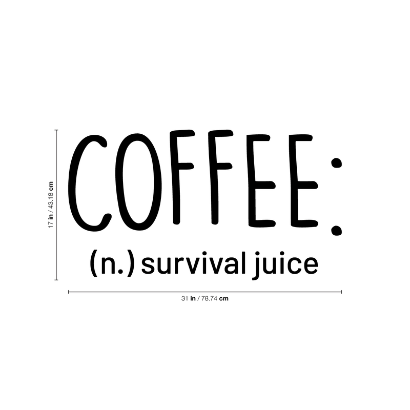 Vinyl Wall Art Decal - Coffee Definition Survival Juice - Modern Funny Sticker Quote For Home Bedroom Living Room Restaurant Kitchen Coffee Shop Cafe Decor