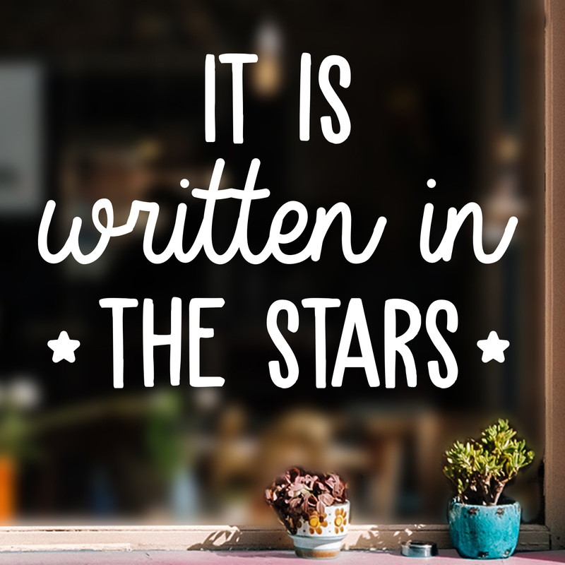 Vinyl Wall Art Decal - It Is Written In The Stars - 21" x 30" - Modern Inspirational Quote Cute Sticker For Home Office Bed Bedroom Kids Room Nursery Playroom Coffee Shop Decor White 21" x 30" 2