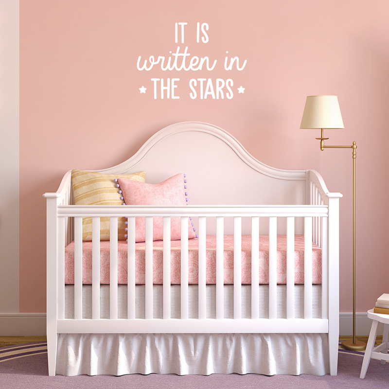 Vinyl Wall Art Decal - It Is Written In The Stars - 21" x 30" - Modern Inspirational Quote Cute Sticker For Home Office Bed Bedroom Kids Room Nursery Playroom Coffee Shop Decor White 21" x 30" 5