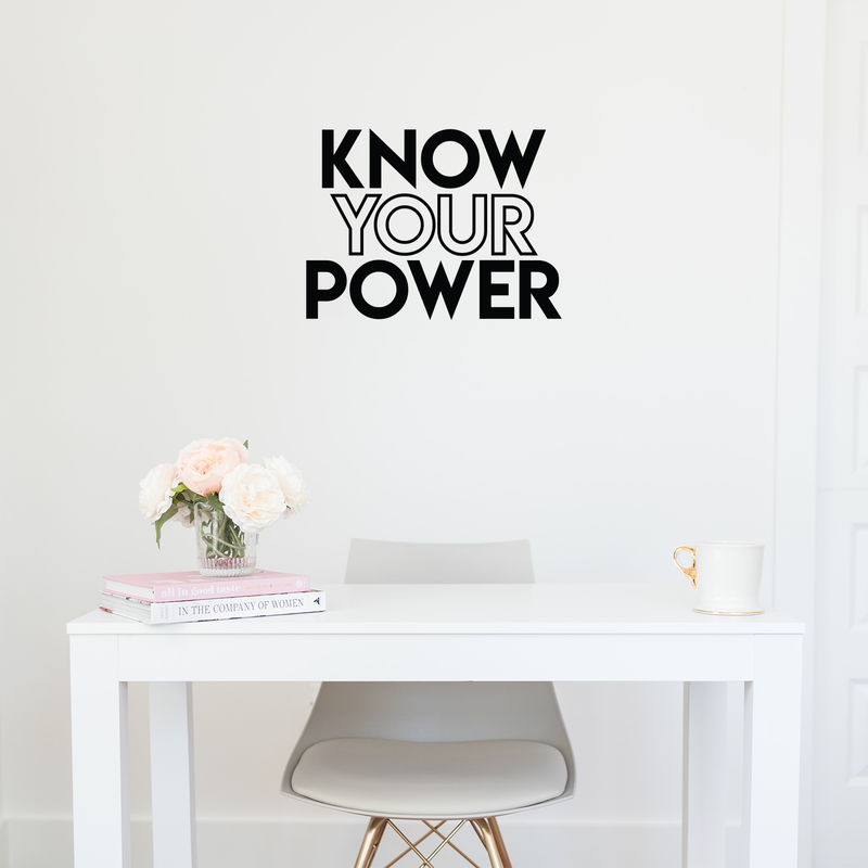 Vinyl Wall Art Decal - Know Your Power - 16.5" x 22" - Modern Inspirational Quote Sticker For Home Bedroom Kids Room Playroom Work Office Coffee Shop Decor Black 16.5" x 22" 2
