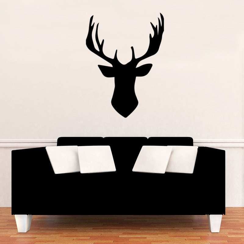Chic Holiday Deer Outline Vinyl Wall Art Decal - 30" x 22.5" Decoration Vinyl Sticker - Black Black 31" x 23.5"