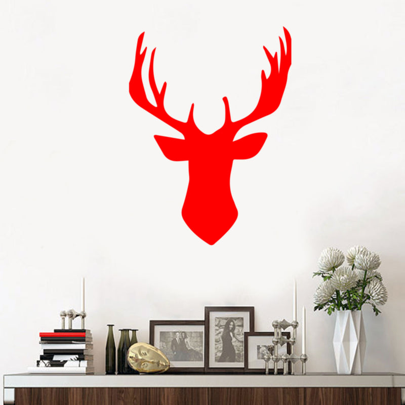 Chic Holiday Deer Outline Vinyl Wall Art Decal - 30" x 22.5" Decoration Vinyl Sticker - Red Red 31" x 23.5" 3