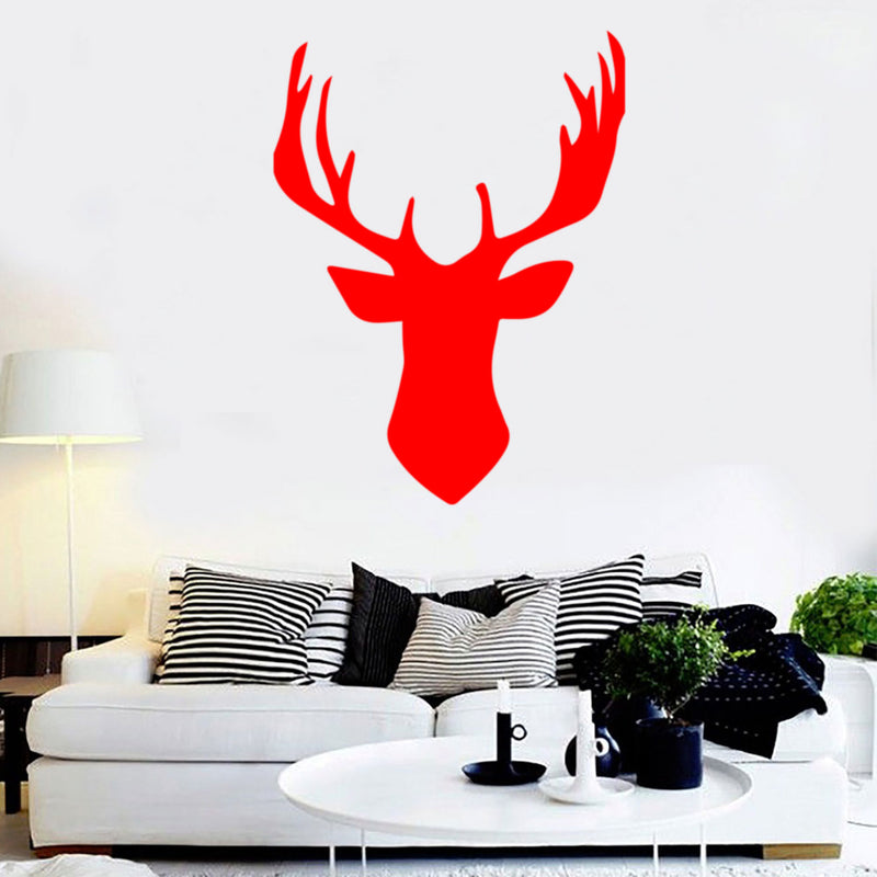 Chic Holiday Deer Outline Vinyl Wall Art Decal - 30" x 22.5" Decoration Vinyl Sticker - Red Red 31" x 23.5" 4