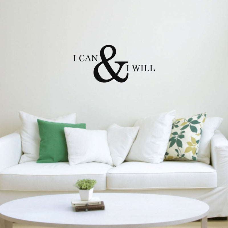 Motivational and Inspirational do it Yourself Art Decal/I can and I Will 11" x 23" Wall Decoration Vinyl Sticker-Black Black 11" x 23" 2