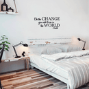 Vinyl Wall Decal Sticker - Be The Change You Wish to See in The World - Inspirational Gandhi Quote - 13" x 28" Living Room Bedroom Wall Art Decor - Motivational Work Quotes Removable Sticker Decals Black 13" x 28" 4