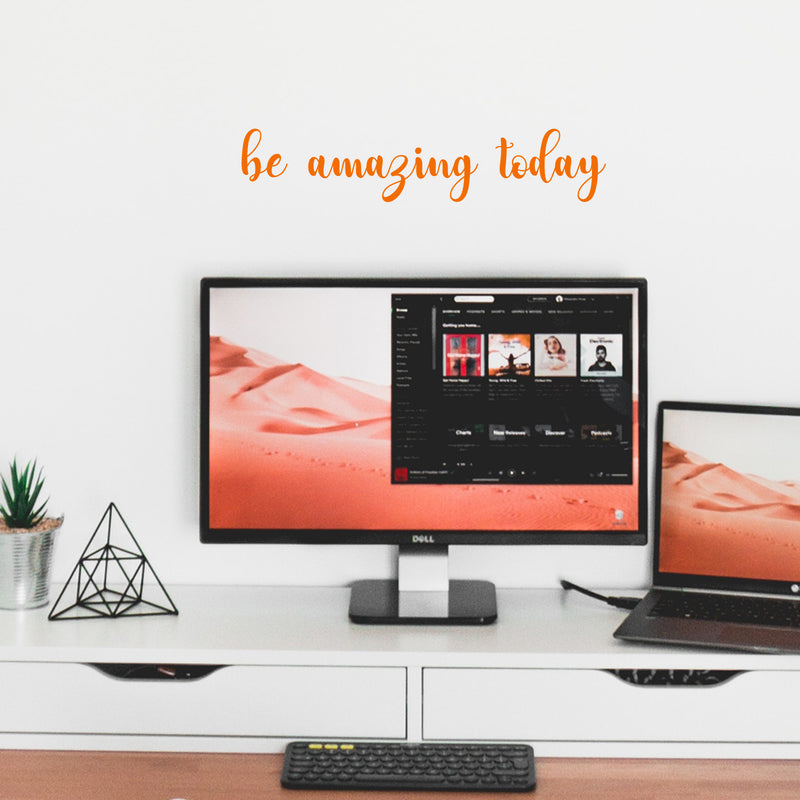 Motivational Art Decal/Be Amazing Wall Decoration Vinyl Sticker - 3.5" x 16" - Inspirational Quote Decal for Mirror; Bedroom or Living Room (Orange) Orange 16" x 3.5" 3