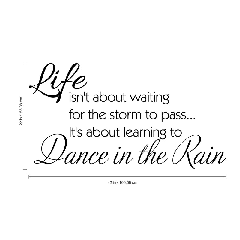 Imprinted Designs Life Isn’t About Waiting for The Storm to Pass. Vinyl Wall Decal (X-Large 22" X 42") Black 22" x 42"