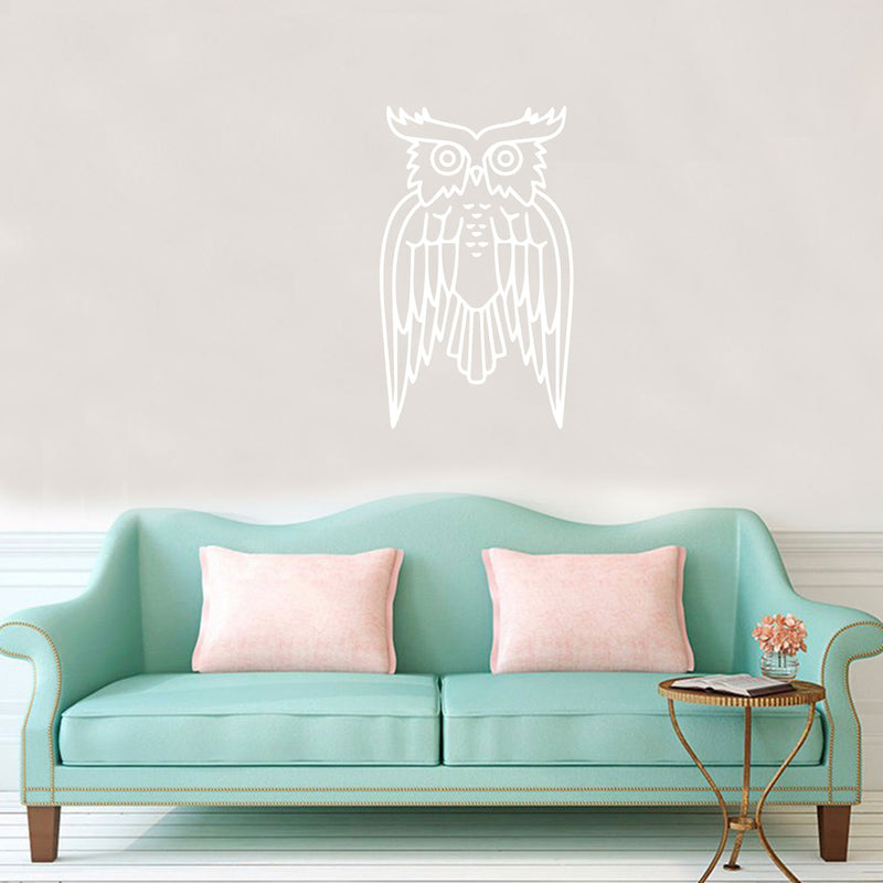 Wise Owl Wall Decoration - Wall Art Decal - Bird Vinyl Sticker - Living Room Wall Decor (White; 30" x 18") White 30" x 18"