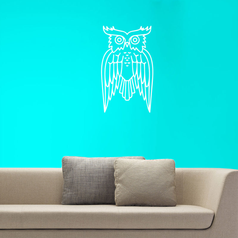Wise Owl Wall Decoration - Wall Art Decal - Bird Vinyl Sticker - Living Room Wall Decor (White; 30" x 18") White 30" x 18" 4