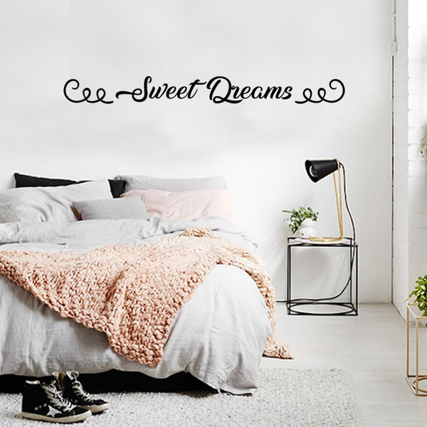Sweet Dreams Bedroom Large Vinyl Wall Art Decal - 4.ecoration Vinyl Sticker-Black